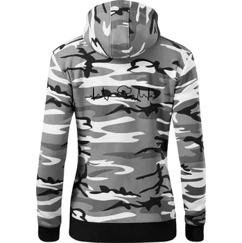 Dámská mikina Labrador EKG - Dámská mikina trendy zipper s kapucí - 2XL ( Šedý maskáč )