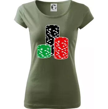 Dámské tričko Poker žetony - Dámské triko Pure - M ( Khaki )