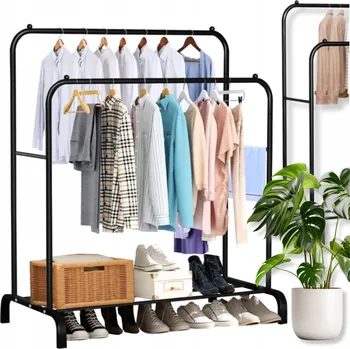 Věšák Stojanový věšák seddō černý 146x110x56 cm, 5 háčků