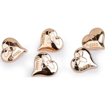 Knoflík Kovový knoflík srdce velikost 24"; 28" Varianta: 4 (28") růžové zlato, Balení: 20 ks