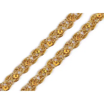 Stuha Leonský prýmek s flitry Varianta: 2 zlatá, Balení: 18 m