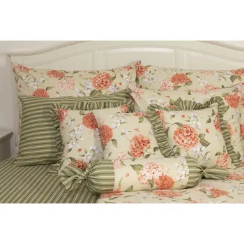 Povlečení Podpěrová Zdeňka Ložní povlečení krep - Hortenzie / zelenožlutý proužek velikost: 40/40 poslední 2 kusy
