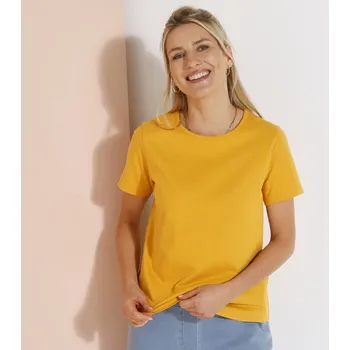 Dámské tričko Jednobarevné tričko s krátkými rukávy medová 54
