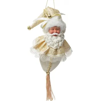 Vánoce Clayre & Eef Santa se zdobným oblekem 8*8*35 cm bílá