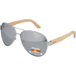 Stříbrné dřevěné polarizační brýle pilotky "Wood"