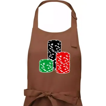 Kuchyňská zástěra Poker žetony - Pánská zástěra na vaření - Univerzální velikost ( Kakaová )