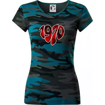 1970 v srdci - Dámské maskáčové triko - S ( Petrolejová maskáč )