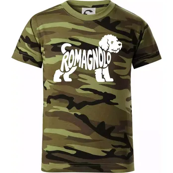 Chlapecké oblečení Romagnolo nápis v těle - Dětské maskáčové triko - 122 cm/6 let ( Zelený maskáč )