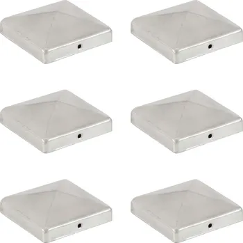 Příslušenství pro plot vidaXL Krytky na plotové sloupky stříška 6ks pozinkovaný kov 101x101mm [145492]