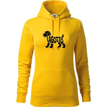 Dámská mikina Lagotto nápis v těle - Mikina dámská Cape s kapucí - XL ( Žlutá )