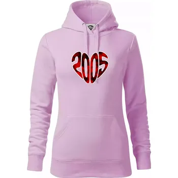 Dámská mikina 2005 v srdci - Mikina dámská Cape s kapucí - S ( Orchid )