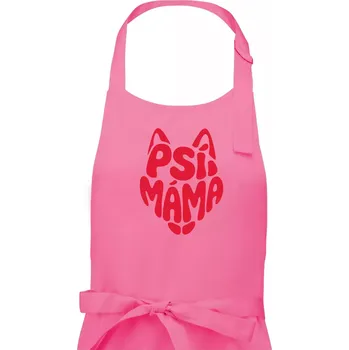Kuchyňská zástěra Psí máma nápis v hlavě - Dámská zástěra na vaření - Univerzální velikost ( Růžová )