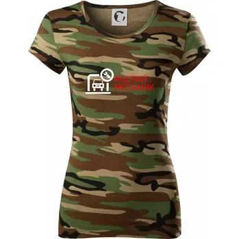 Dámské tričko Poctivý mechanik - Dámské maskáčové triko - M ( Hnědý maskáč )