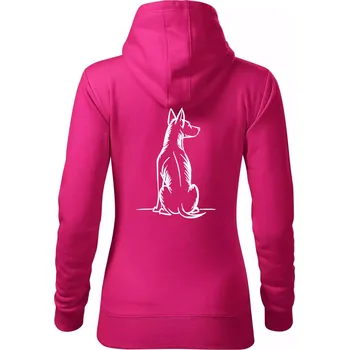 Dámská mikina Pes kreslený zezadu - Mikina dámská Cape s kapucí - XL ( Purpurová )