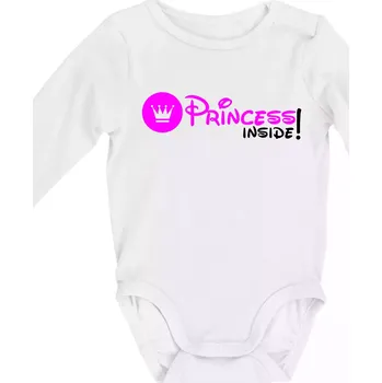 Princess! Inside! - Body kojenecké s dlouhým rukávem - Dlouhý r. 6-12 měs ( Bílá )