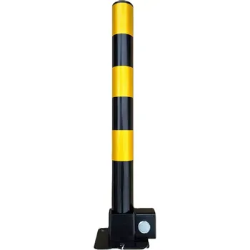 Plotový sloupek Černo-žlutý ocelový sklopný sloupek - průměr 6 cm, výška 60 cm