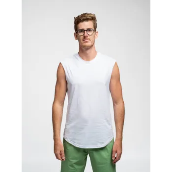 Pánské tričko TallGuys Pánské prodloužené tričko bez rukávu | óčko | Pure white Velikost: 3XL, Střih: Regular