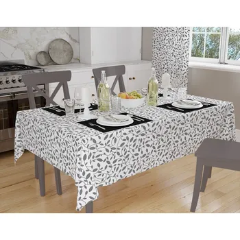 ubrus Orbytex Ubrus teflonový - větvička šedá světlá Rozměry: 120x180, Tvar: Ovál