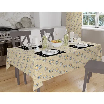 ubrus Orbytex Ubrus teflonový - růžička modrá Rozměry: 120x180, Tvar: Ovál