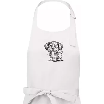 Kuchyňská zástěra Lagotto romagnolo karikatura vypláznutý jazyk - Dámská zástěra na vaření - Univerzální velikost ( Bílá )