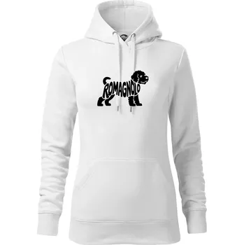 Dámská mikina Romagnolo nápis v těle - Mikina dámská Cape s kapucí - L ( Bílá )