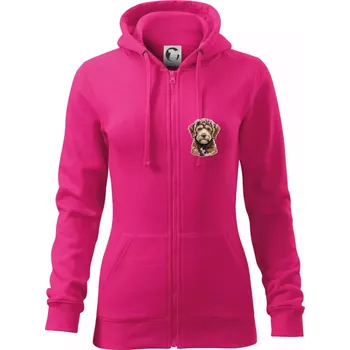 Dámská mikina Lagotto romagnolo vyšívaná hlava na prsu - Dámská mikina trendy zipper s kapucí - L ( Purpurová )