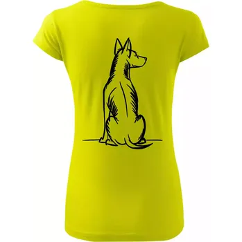 Dámské tričko Pes kreslený zezadu - Dámské triko Pure - S ( Limetková )