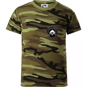 Chlapecké oblečení Lagotto romagnolo hlava na prsu - Dětské maskáčové triko - 134 cm/8 let ( Zelený maskáč )