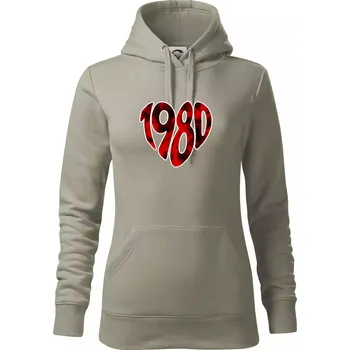 Dámská mikina 1980 v srdci - Mikina dámská Cape s kapucí - M ( Light khaki )