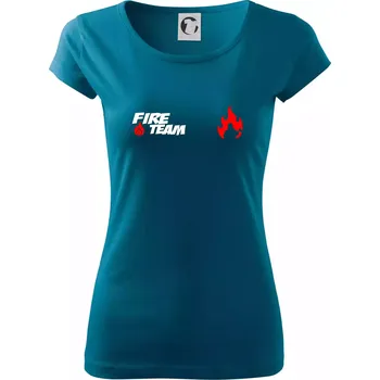 Dámské tričko Fire Team plamen - Dámské triko Pure - XS ( Petrolejová )