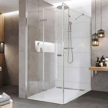 Mereo Sprchový kout, Novea, obdélník, zalamovací, 90x120 cm, chrom ALU, sklo Čiré, dveře levé a pevný díl
