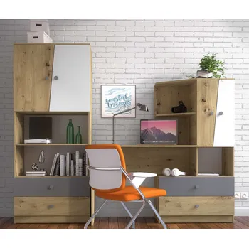 Dětsný nábytek Domel Dětský pokoj NERO MAT 4 Dvířka Nero: Artisan + bílá