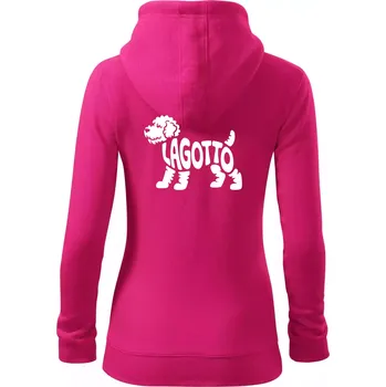 Dámská mikina Lagotto nápis v těle - Dámská mikina trendy zipper s kapucí - L ( Purpurová )