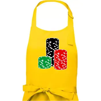 Kuchyňská zástěra Poker žetony - Pánská zástěra na vaření - Univerzální velikost ( Žlutá )