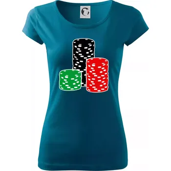 Dámské tričko Poker žetony - Dámské triko Pure - XS ( Petrolejová )