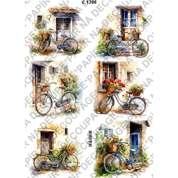 Umělecký papír Rýžový a soft papír na decoupage - Kolo na zápraží - KB01396 Materiál: Soft, Rozměr: A4