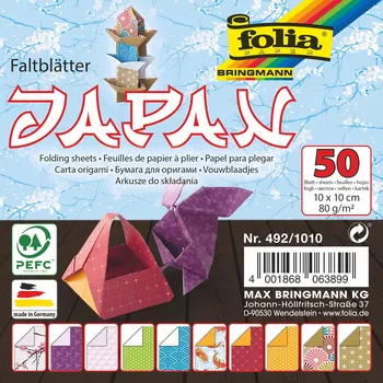 Výtvarný papír Folia Papíry na origami 10x10 cm, 50 listů, 80 g/m², JAPAN