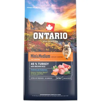Krmivo pro psa Ontario Mini & Medium Weight Control Turkey/Lamb Brown Rice