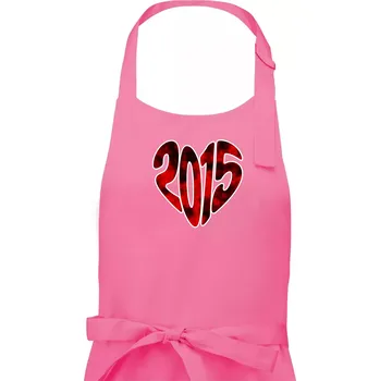 Kuchyňská zástěra 2015 v srdci - Dámská zástěra na vaření - Univerzální velikost ( Růžová )