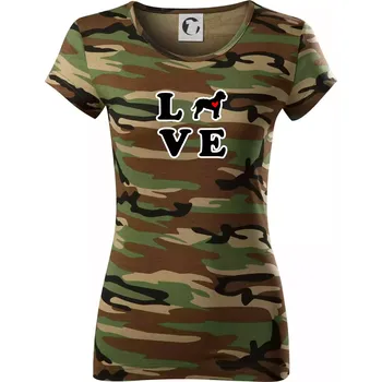 Dámské tričko Lagotto romagnolo LOVE - Dámské maskáčové triko - S ( Hnědý maskáč )