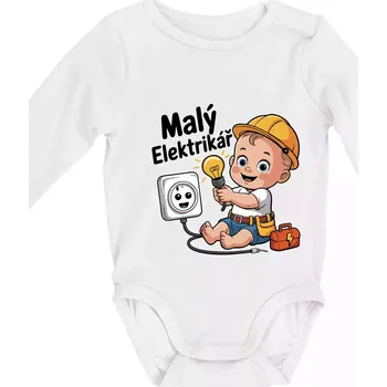Kojenecký body Malý elektrikář - veselá zásuvka - Body kojenecké s dlouhým rukávem - Dlouhý r. do 3 měs ( Bílá )