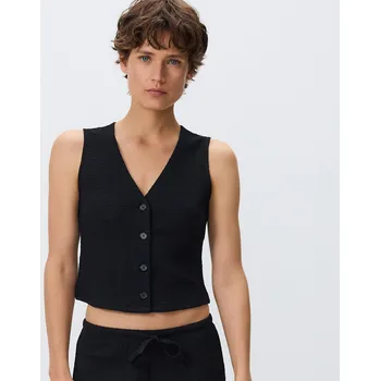 Dámský kabát Reserved - Vesta ze strukturovaného úpletu - černý - 473GA-99X - 473GA-99X-XL