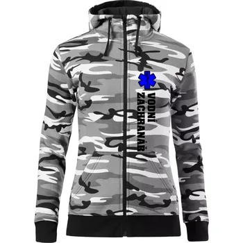 Dámská mikina Rescue - Vodní záchranář - Dámská mikina trendy zipper s kapucí - M ( Šedý maskáč )