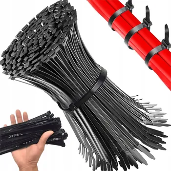 Organizace kabelů Pevné kabelové stahovací pásky, Svorky, Kabelové Stahovací pásky, Černé Stahovací Pásky 2,5x200mm 100 ks