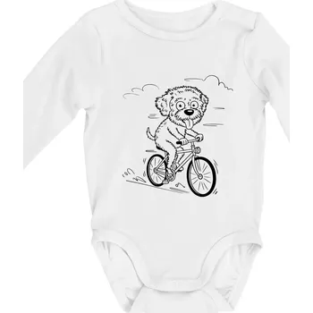 Kojenecký body Lagotto romagnolo karikatura na kole černá - Body kojenecké s dlouhým rukávem - Dlouhý r. do 3 měs ( Bílá )