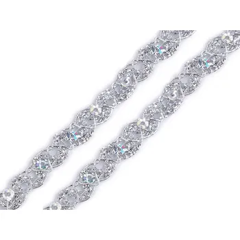 Stuha Leonský prýmek s flitry Varianta: 1 stříbrná, Balení: 18 m