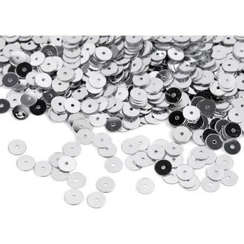 Flitry hladké Ø6 mm s metalickým efektem Varianta: 1 stříbrná, Balení: 50 g