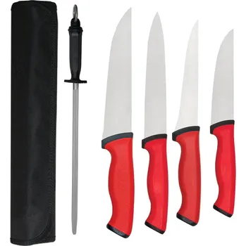 Kuchyňský nůž G.Gastro (5 pieces) Pro Butcher & Chef Knife Set – with knife roll - stainless steel - honing steel
