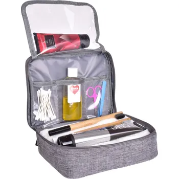 Kosmetická taška FC TRAVELLER | cestovní pouzdro na toaletní potřeby | kosmetická taška na zip s úchopem | šedá melange Dedra