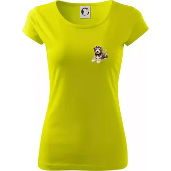 Dámské tričko Lagotto romagnolo ležicí vyšívaný na prsu - Dámské triko Pure - M ( Limetková )